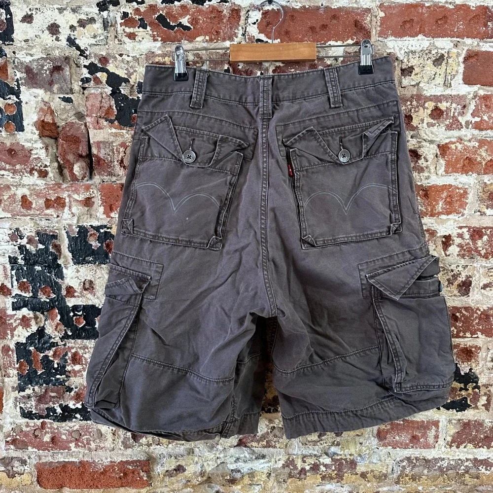 Levi's Squad Cargo Dark Brown Shorts workwear casual Relaxed Work Mens 32 Y2K